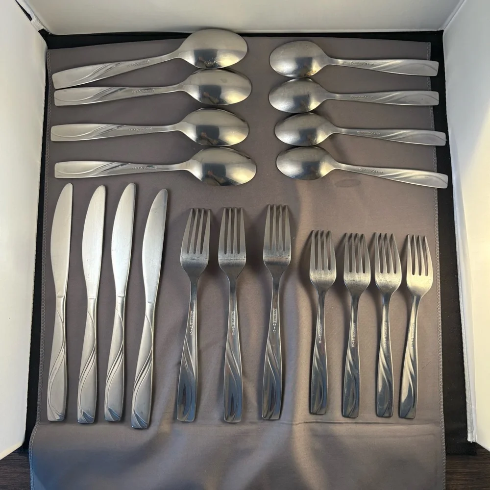 Cambridge Stainless MERCADO‎ SAND Flatware Set Of 19 *Missing 1 Dinner Fork*